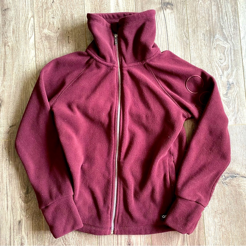 Calvin Klein Performance burgundy warm fleece full zip sweater w/ high collar